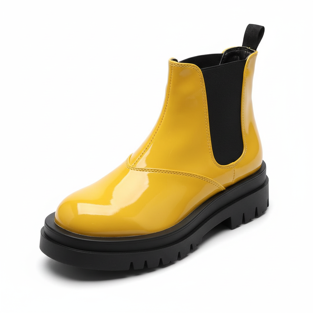 Leather Platform Flat Short Boots – YELLOW SUB TRADING