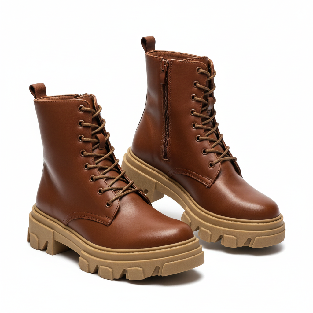 Lace up Platform Ankle Boots.