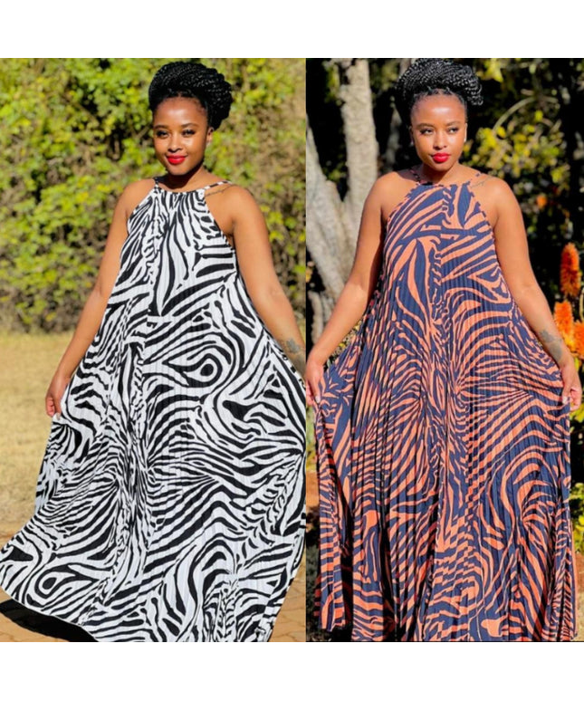 Zebra Sleeveless Maxi Dress