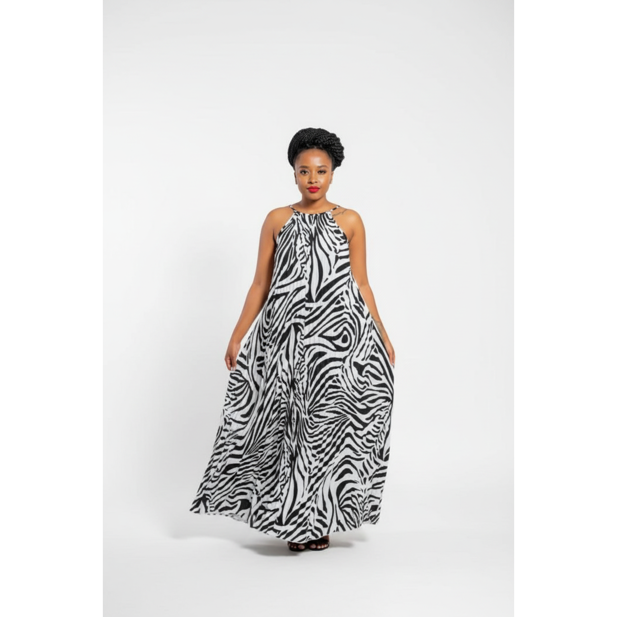 Zebra Sleeveless Maxi Dress