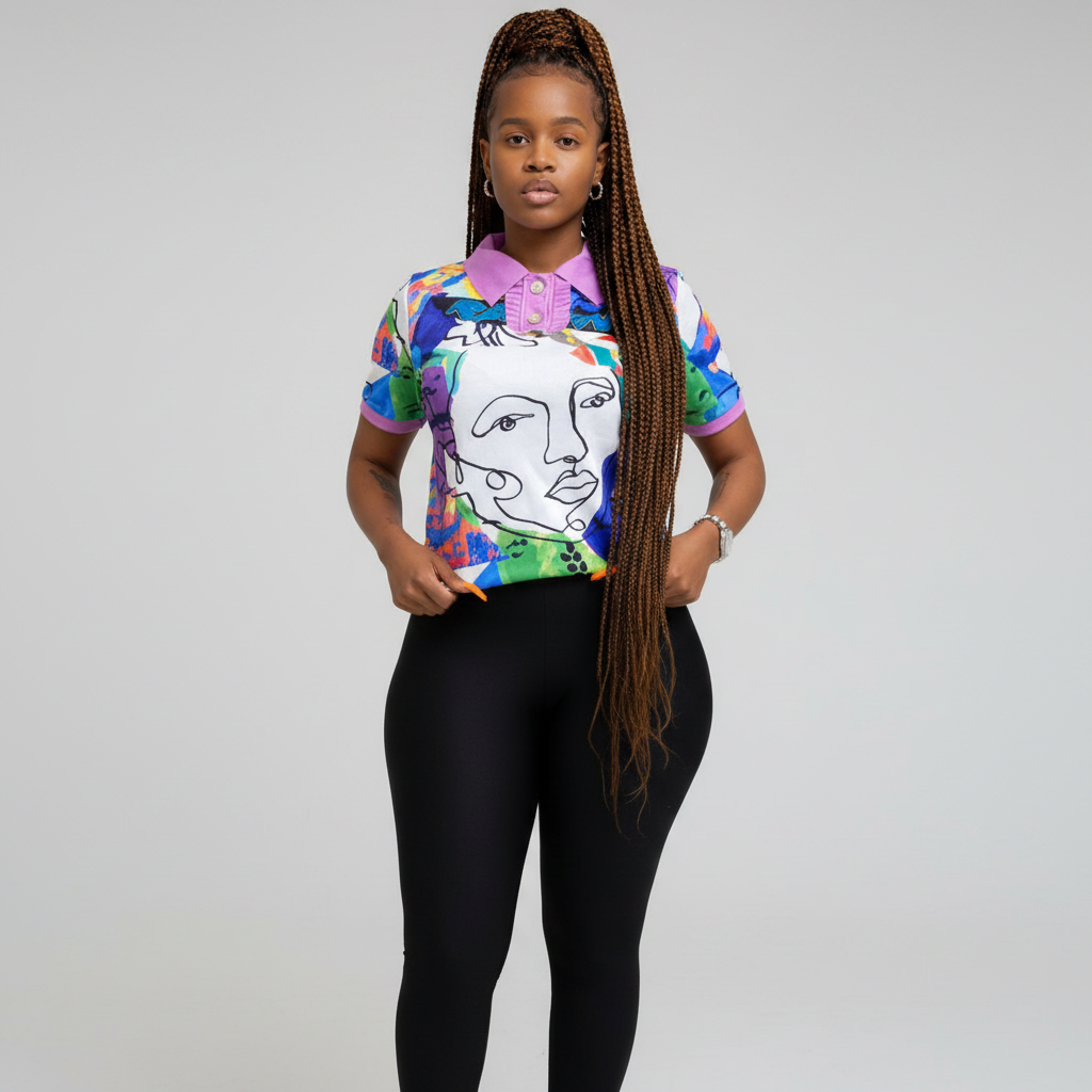 Cropped Jacquard Knit Top