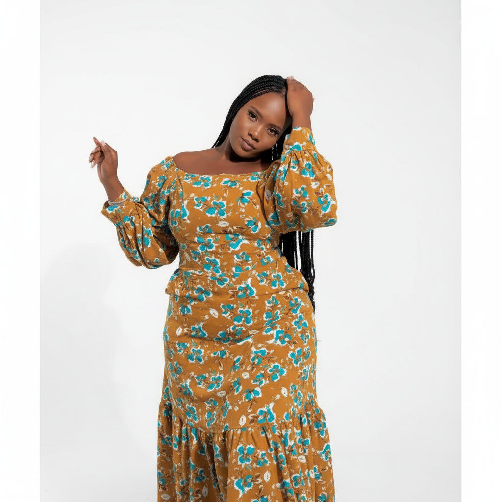 Off Shoulder Floral Maxi Dress