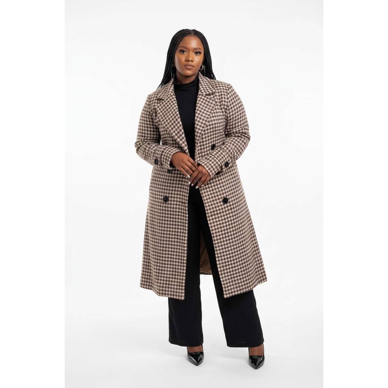 Plaid Double Breasted Coat