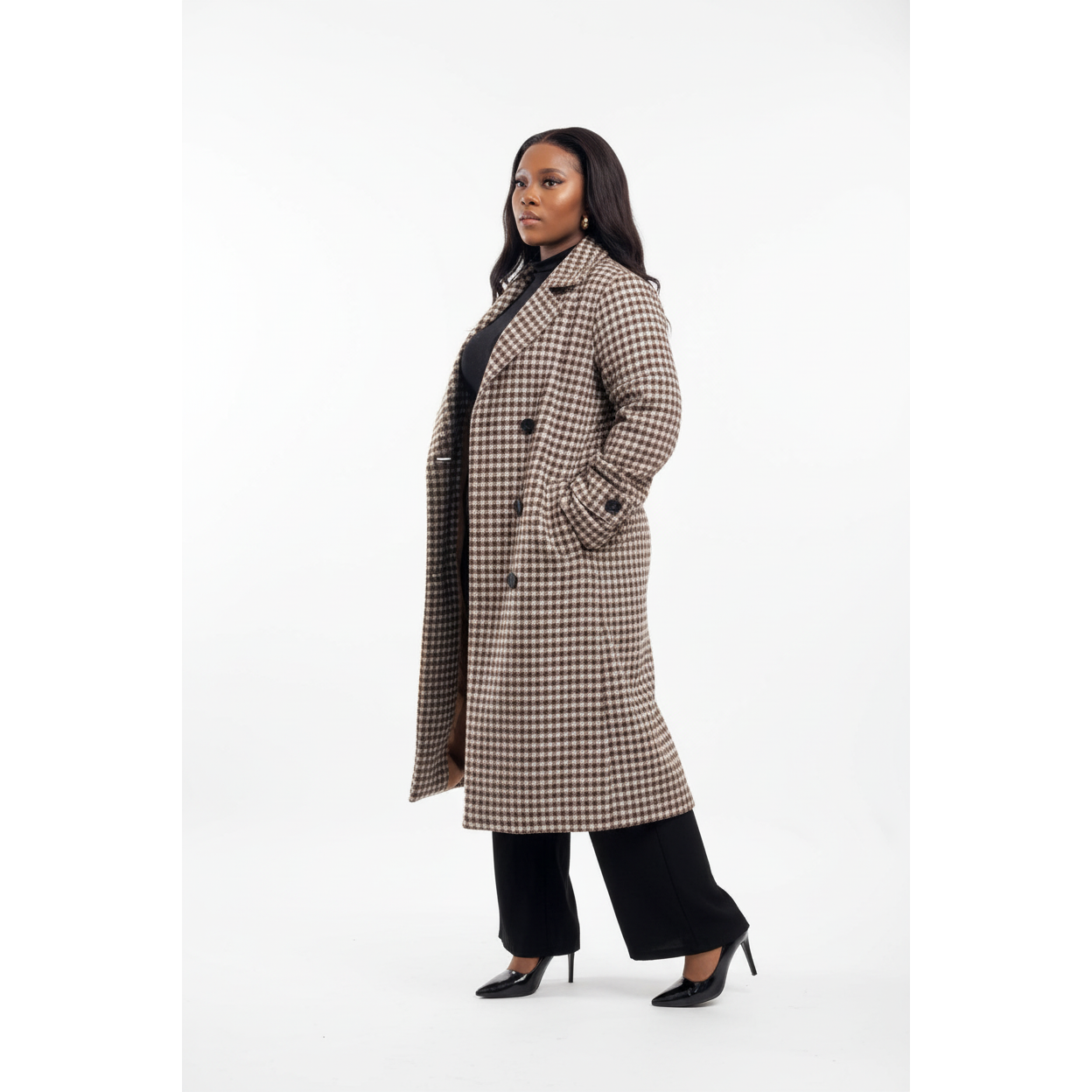 Plaid Double Breasted Coat