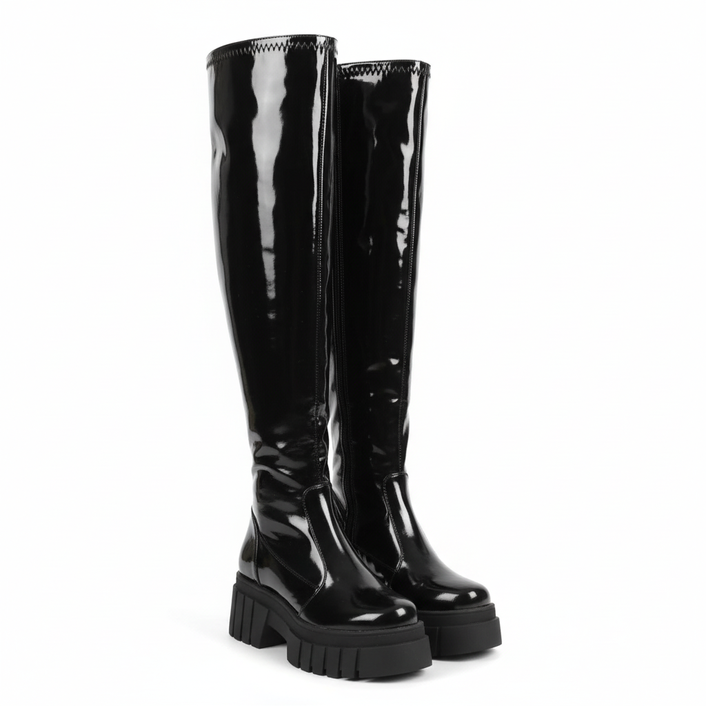 Knee Platform Solid Color Boots