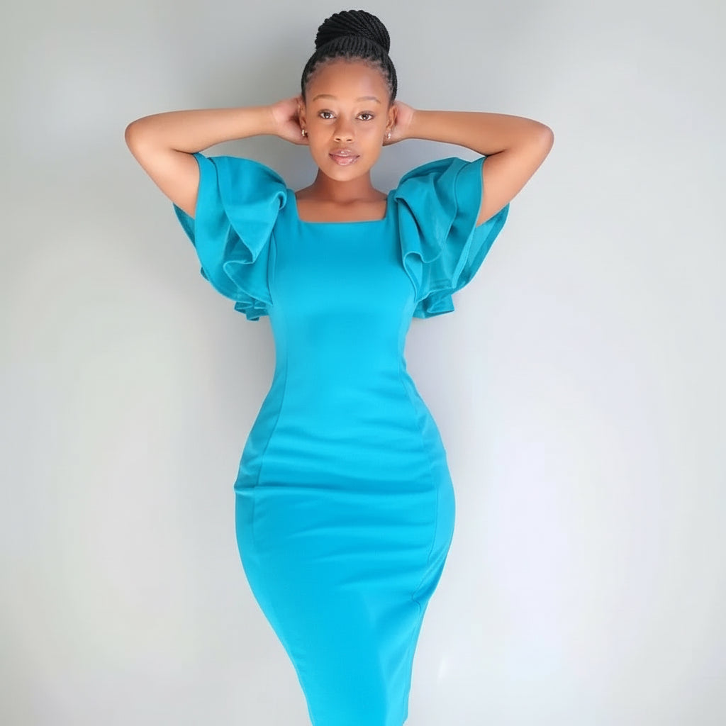 Bodycon Ruffles Sleeves Dress