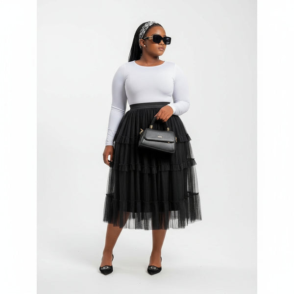 Feather High Waisted Tulle Skirt – YELLOW SUB TRADING