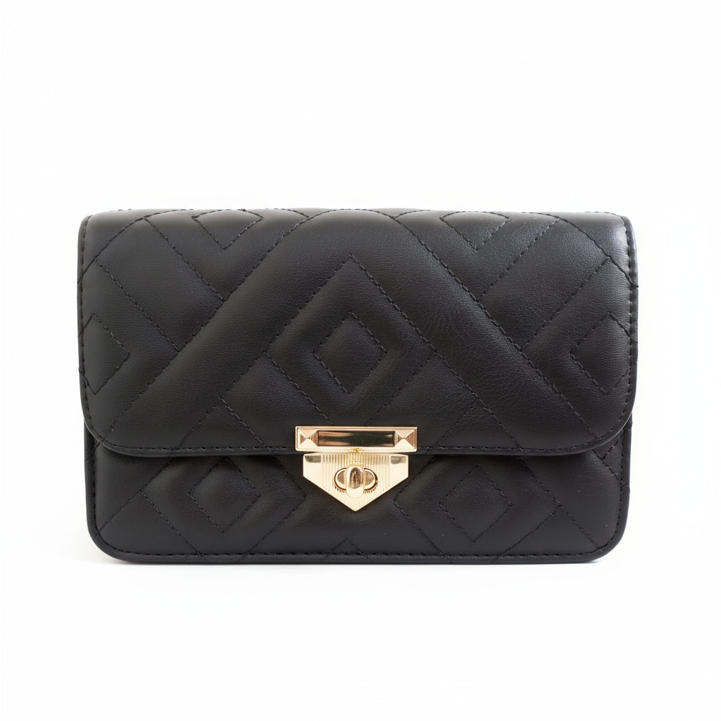 Elegant PU Leather Korean Diamond Lattice Square Handbag