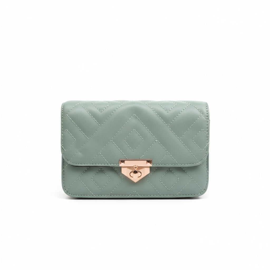 Elegant PU Leather Korean Diamond Lattice Square Handbag