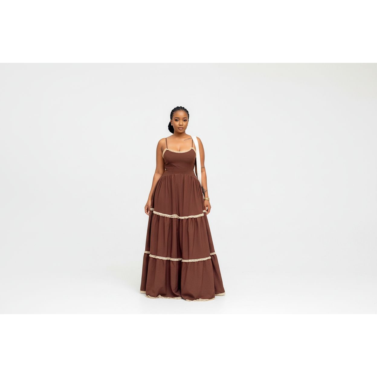 V-neck Thin Strap Elegant Solid Maxi Dress