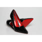 Red Sole Black Patent Rivet High Heel