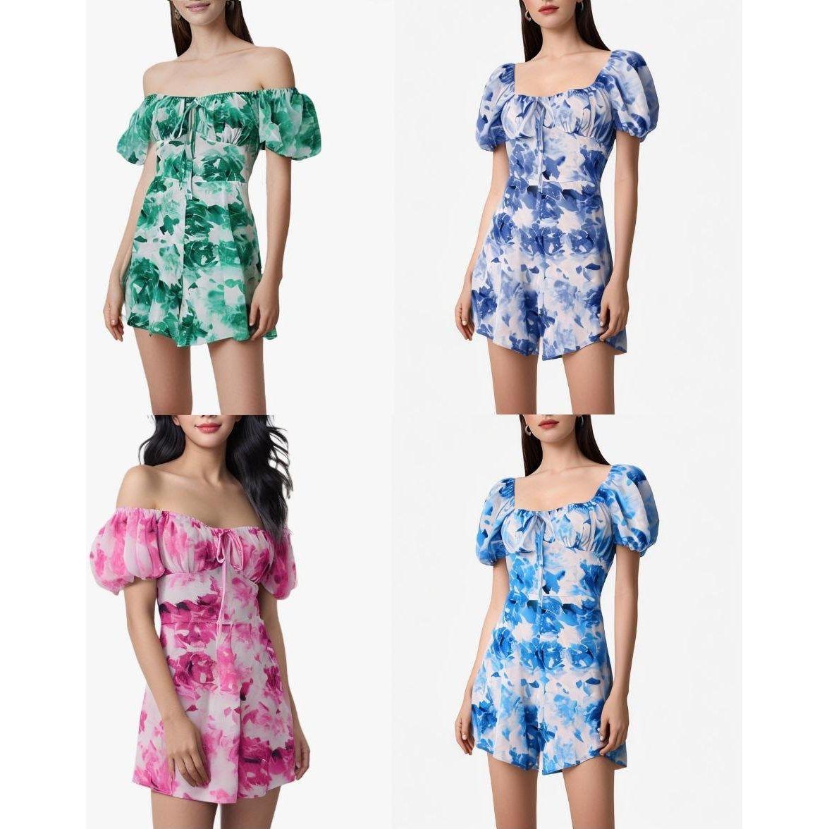 Floral Off the Shoulder Ruffled Romper