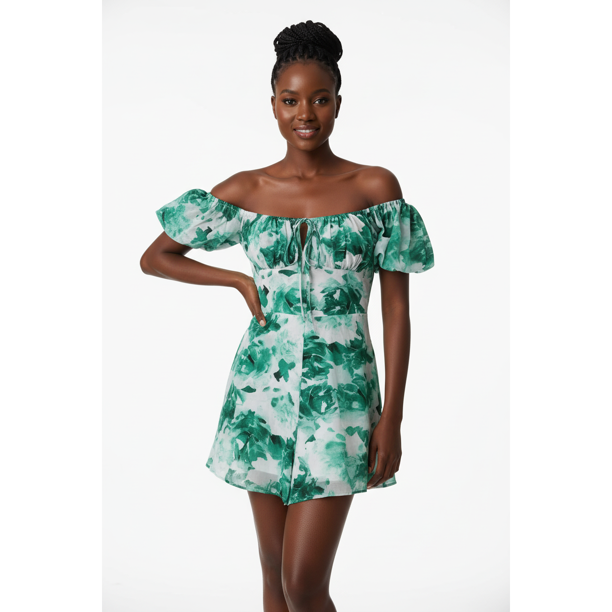 Floral Off the Shoulder Ruffled Romper