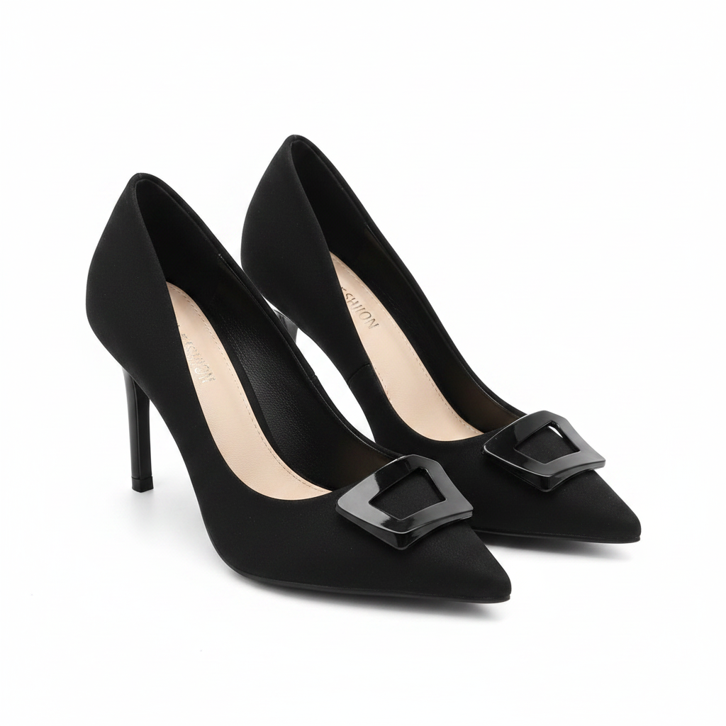 Square Button Pump Slip on Designer Shoes.