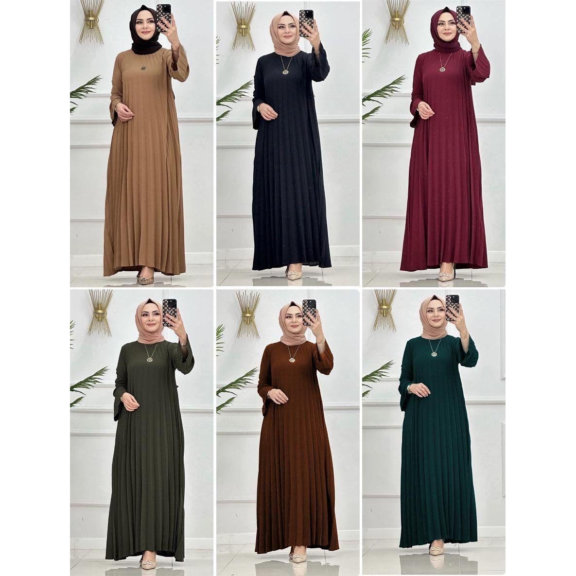 Pleated Kaftan Long Sleeve Maxi Dress