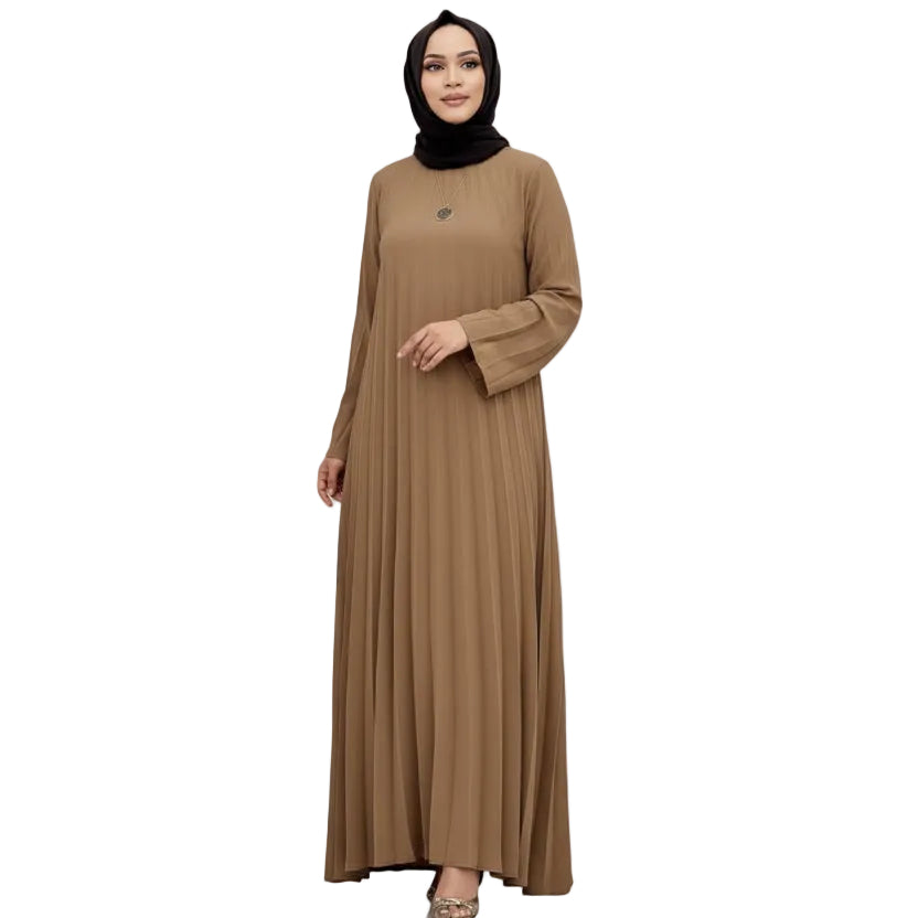 Pleated Kaftan Long Sleeve Maxi Dress