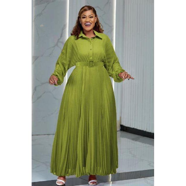 Long Sleeves Pleated Evening Dress