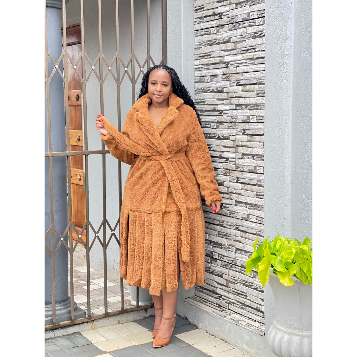 Faux Lamb Fur Tassel Long Winter Warm Overcoat