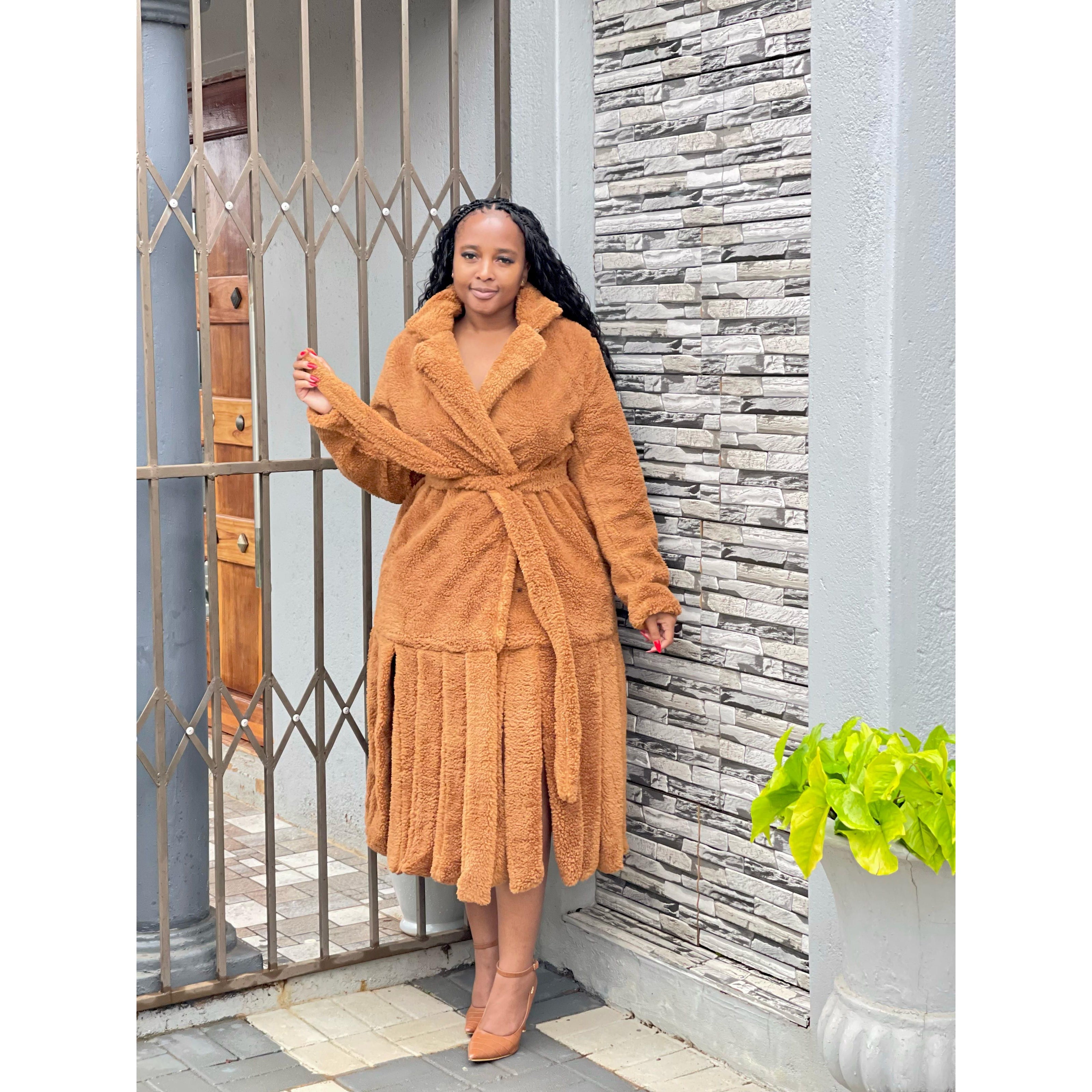 Faux Lamb Fur Tassel Long Winter Warm Overcoat