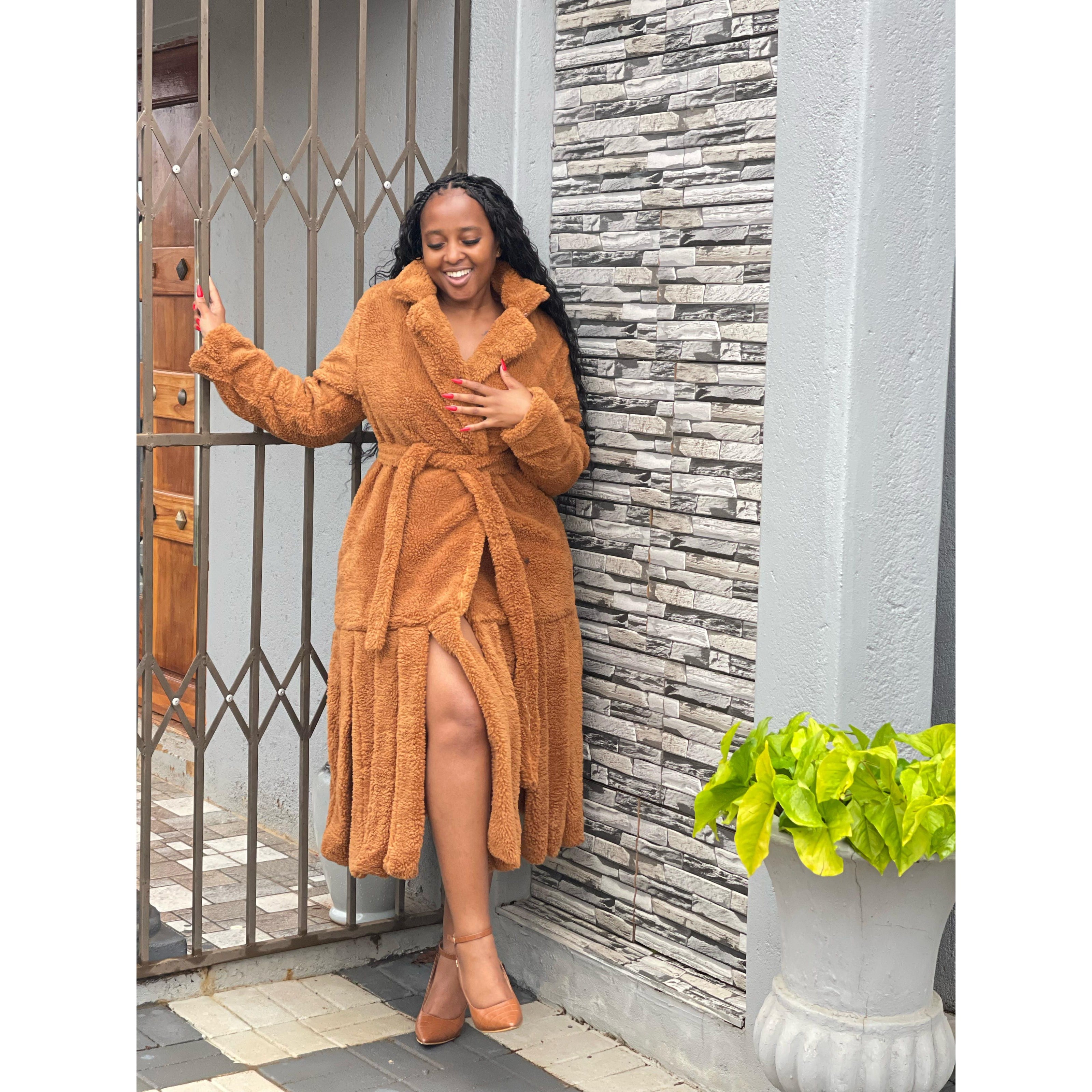 Faux Lamb Fur Tassel Long Winter Warm Overcoat