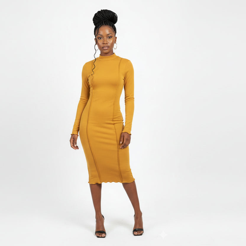 Long Sleeve Crossfront Bodycon Dress