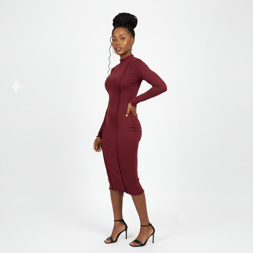 Long Sleeve Crossfront Bodycon Dress