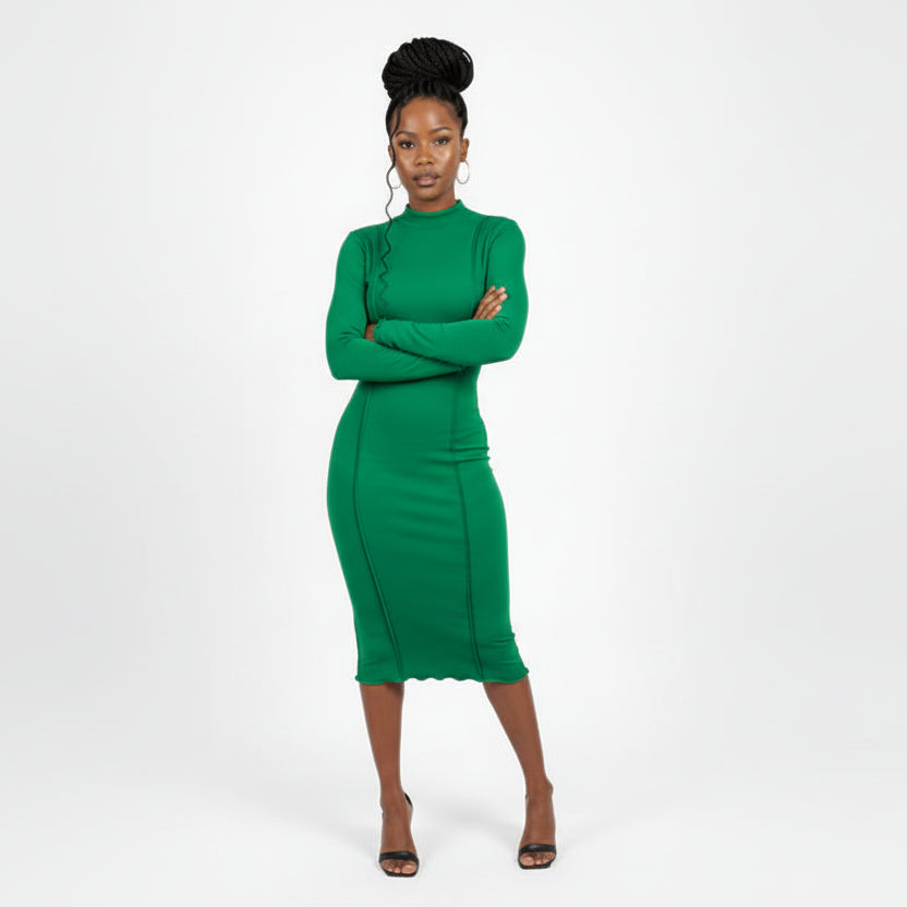 Long Sleeve Crossfront Bodycon Dress