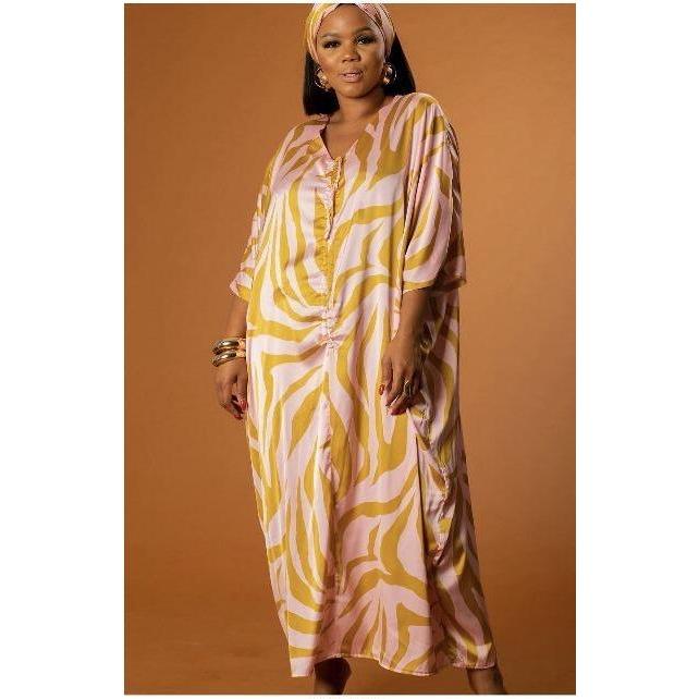 Striped V Neck Katan Maxi Dress