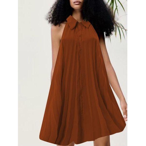 Sleeveless Buttoned Halter Mini Dress