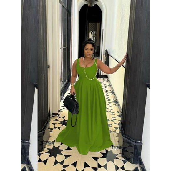 Sleeveless Pleated Maxi Dress.