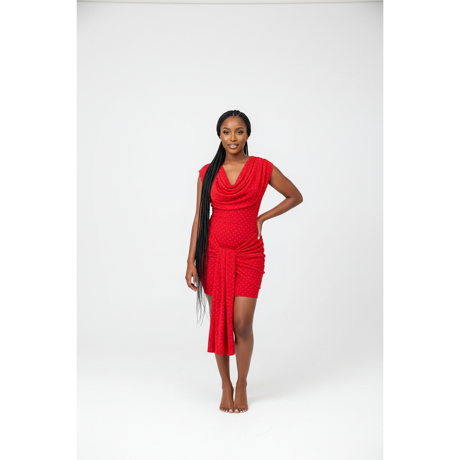 Women's Ruched Knot Bodycon Floor-Length Evening Maxi Dress