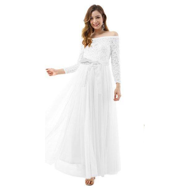 Long Lace Sleeve Bridesmaid Dress.
