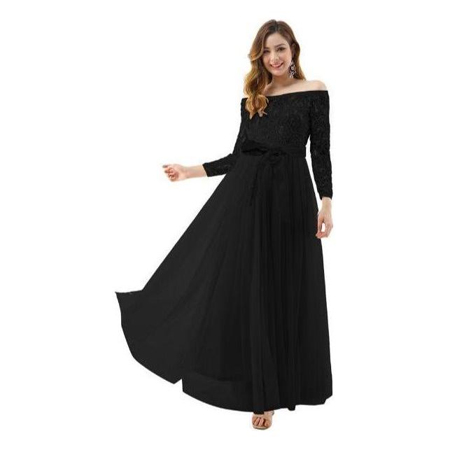 Long Lace Sleeve Bridesmaid Dress.