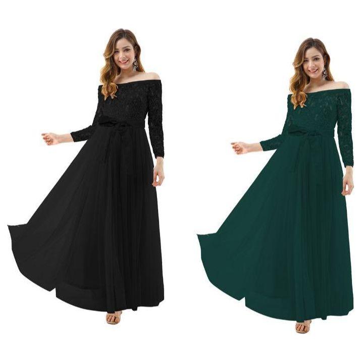 Long Lace Sleeve Bridesmaid Dress.