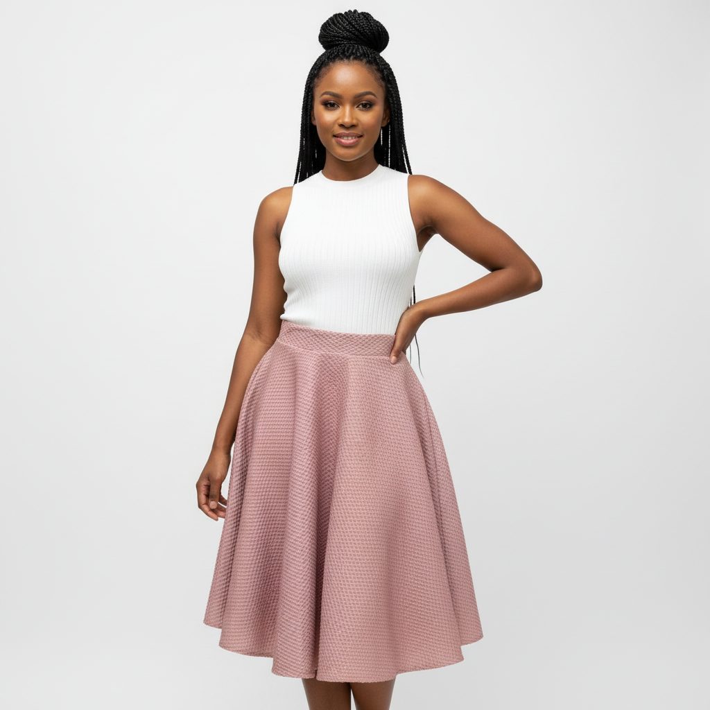 Hollow Out Mid-Calf Length Umbrella Skirt