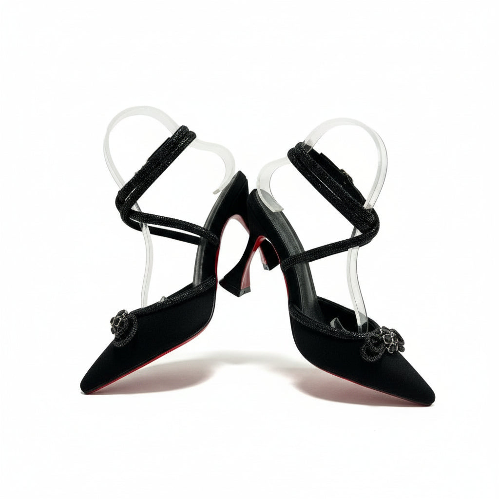 Rhinestone Pointed High Heel