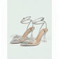 Rhinestone Decor Point Toe Sculptural Heeled Pumps