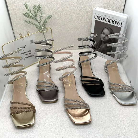Rhinestone 2025 spiral heels