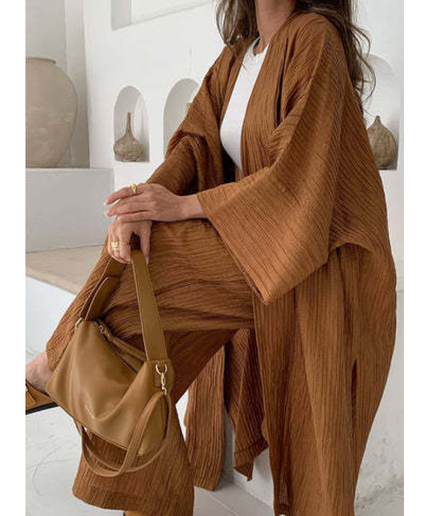 Sand slit side ribbed cardigan long... /XL