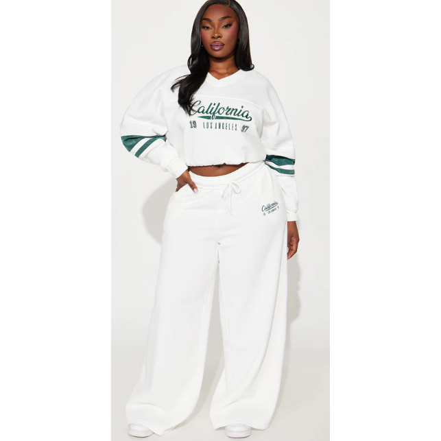 California Athletic Wide Leg Pant & Crop Top Set