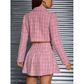 Double Breasted Crop Tweed Blazer & Pleated Short Skirt