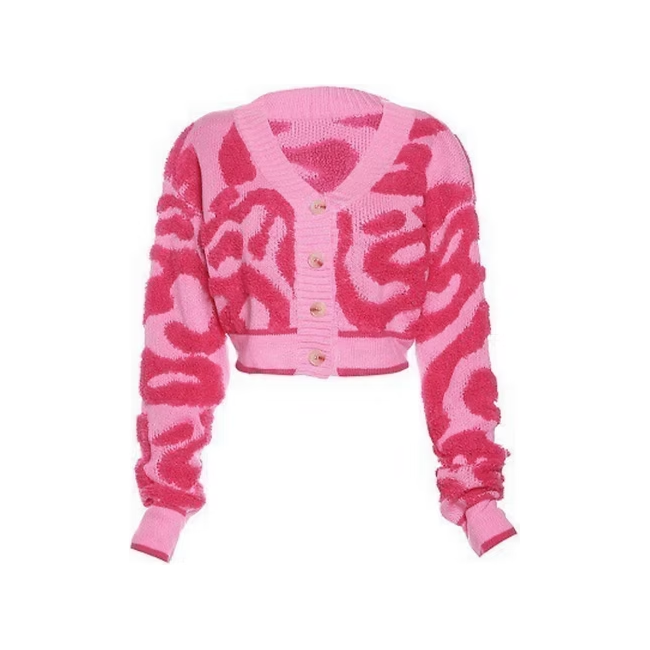 Long Sleeve Bright Color Cropped Knitted Cardigan