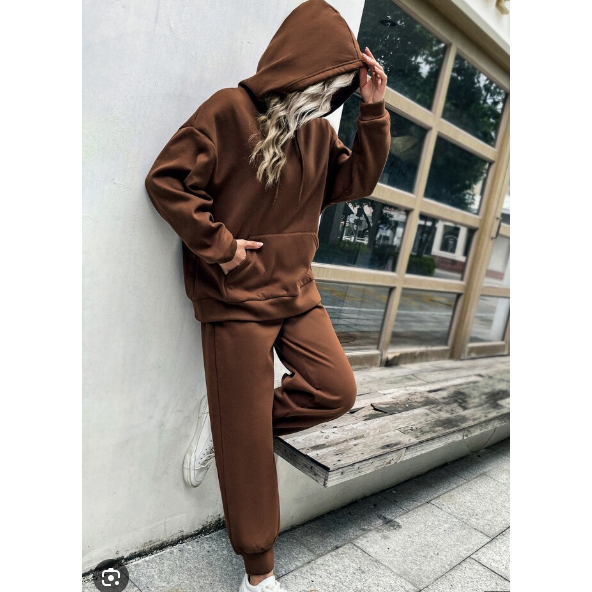 Drawstring Hoodie And Sweatpants Two Piece Set