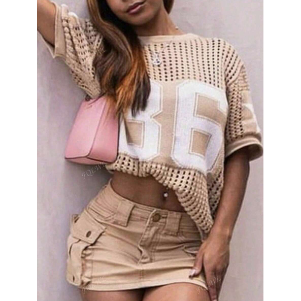 Knitted Numerical Pattern Long Sleeve Jersey