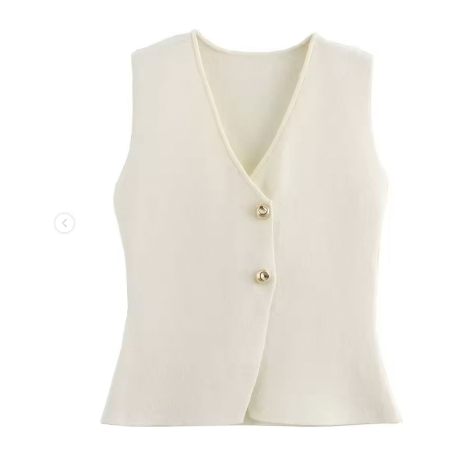 Button Panel Short Sleeve Waistcoat