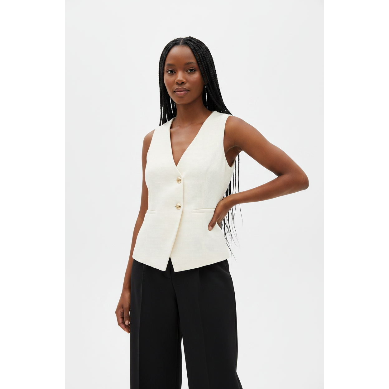 Button Panel Short Sleeve Waistcoat