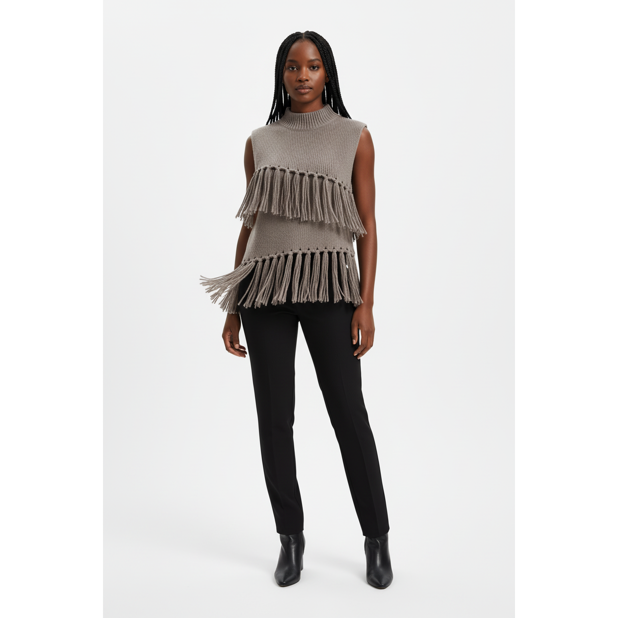 Fringe Round Neck Sleeveless Swing Tassel Party Top Tank