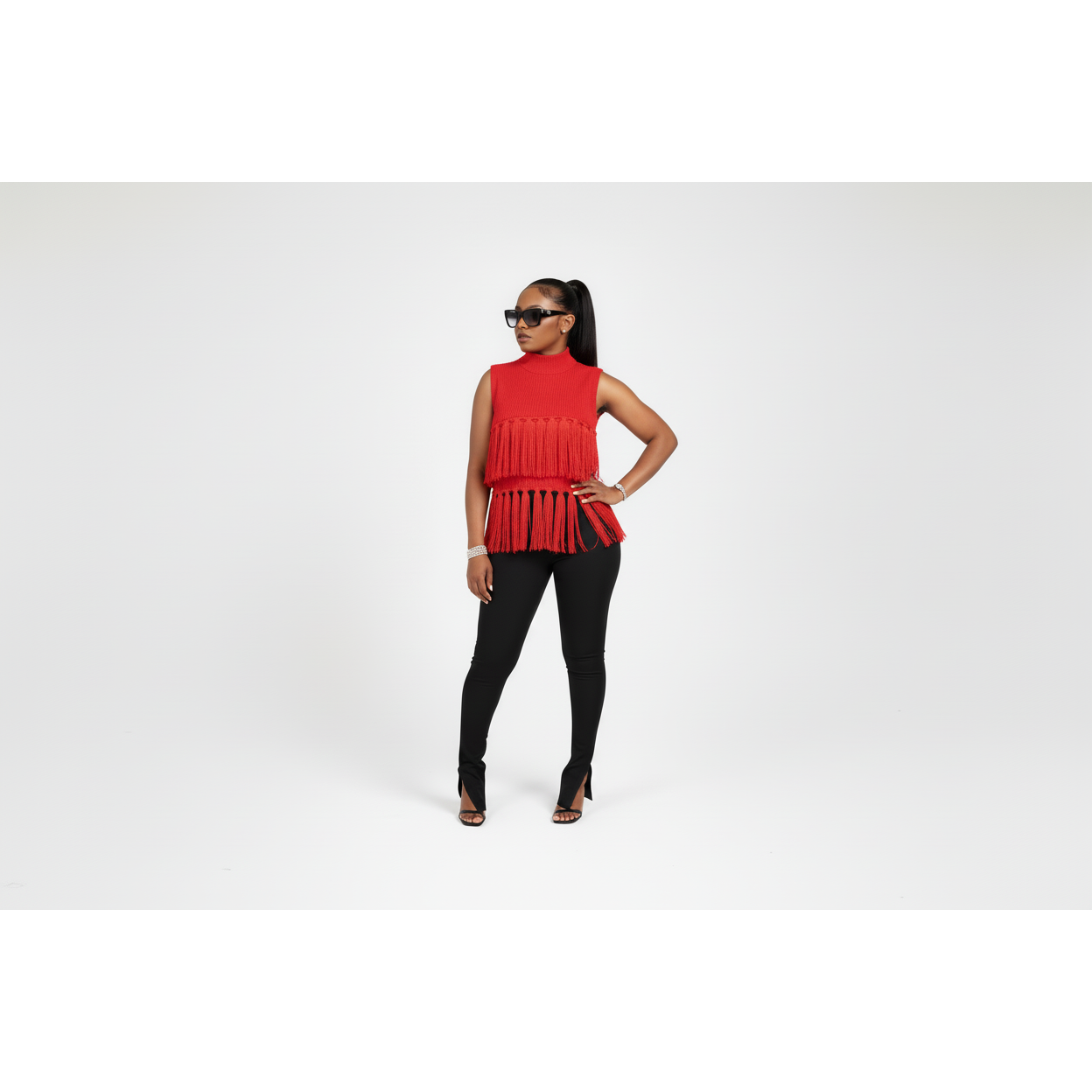 Fringe Round Neck Sleeveless Swing Tassel Party Top Tank