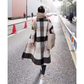 Plus Size Collar Plaid Lace Up Casual Long Jacket