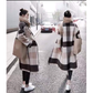Plus Size Collar Plaid Lace Up Casual Long Jacket